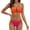 Orange, variant on Triangle Bikini Sets for Women Tie Side Bottom Halter String Back Tie Color Blocked Top Two Piece Swimwear Bathing Suit(Orange,S)