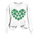 thumbnail image 1 of New & Trending!FUNUONY St Patricks Day Shirt Women's Round Neck Long Sleeve Printed Top Fashionable Loose Top White S, 1 of 3
