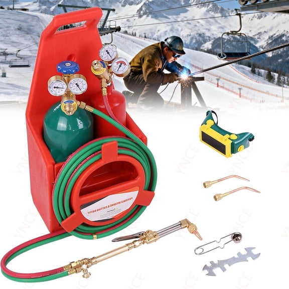 Ynce Oxyacetylene Torches,Oxy Acetylene Torch Kit,Cutting Torch Kit,4L Oxygen & 2L Acetylene Tanks, Oxygen Acetylene Cutting Torch Kit,Precision Gauges for Iron/Steel Welding,Brazing,Cutting,Bendi