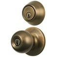thumbnail image 2 of Hyper Tough Keyed Entry Antique Brass Ball Doorknob and Deadbolt Combo Pack, 2 of 9