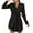 Black, variant on Fesfesfes Ladies Dress Spring Fall V-Neck Solid Color Temperament Long Sleeve Lace-Up Pleated Blazer Dress Clothes Sale