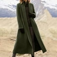 thumbnail image 2 of Women's Long Wool Blend Overcoat Elegant Full-Length Winter Trench Coat with Lapel Collar, Purple, 2 of 4