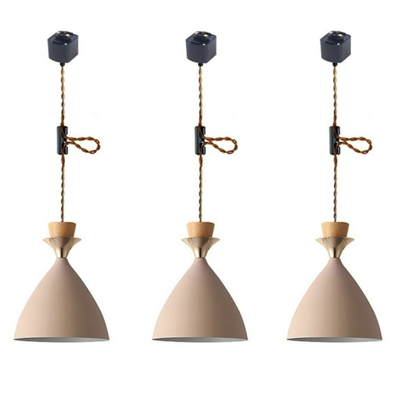 JLOWCO 3 Pack Adjustable Height Pendant Lights Track Light Fixtures Kitchen Island Pink Light Fixtures Ceiling Hanging Pendant Lights Kitchen Island (LED Bulb Include)
