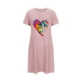 thumbnail image 5 of VgaVtl Pink Women's Nightgowns & Sleepshirts Short Sleeve Short Womens Summer Nightgowns Print Nightgowns, 5 of 5