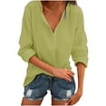 thumbnail image 1 of Birdeem Women Solid Color Tops Button V Neck T-Shirts Blouse, 1 of 7