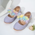 thumbnail image 2 of MIASHUI Ballerines Mary Jane à Fleurs pour Filles, Talon Bas, Chaussures de Robe pour Mariage et Fête, Violet Pâle, 15-16 Ans, 2 of 7