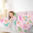 thumbnail image 3 of Erosebridal Cartoon Dino Queen Comforter Set For Girls,Kawaii Dinosaur Green Cactus Bedding Comforter Set For Girl, Reversible 3-Piece, 3 of 7