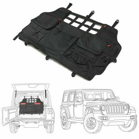 KESSOCCO 1set Rear Trunk Storage Bag Organizer Pocket Fit for Jeep Wrangler JK JL 2007-2024 4Door, Black