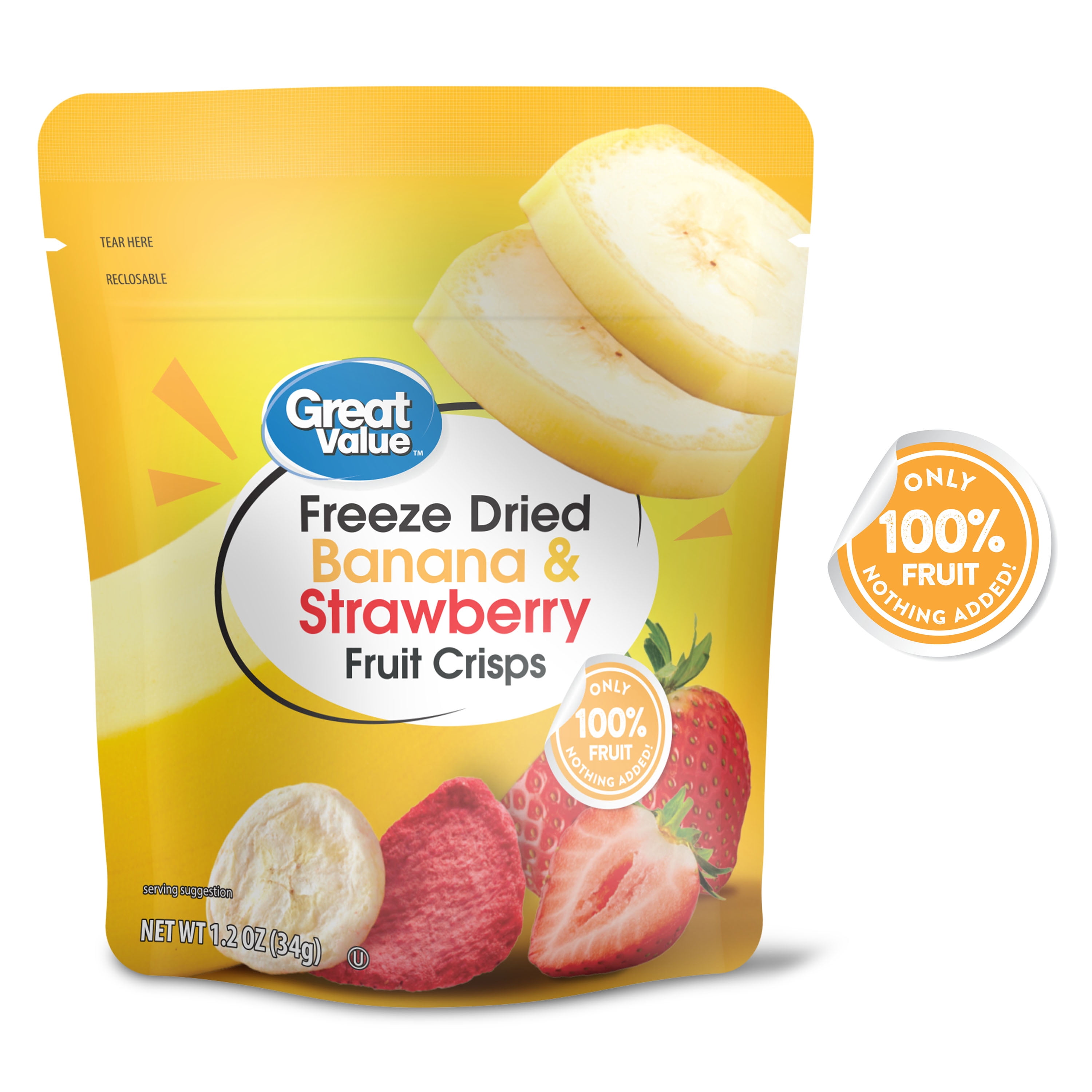 Great Value Freeze Dried Banana Strawberry Fruit Crisps 1 3 Oz Walmart Com Great Value Freeze Dried Banana Strawberry Fruit Crisps 1 3 Oz Walmart Com