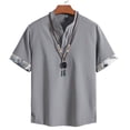 thumbnail image 4 of Rrunsv Mens Casual Shirts Men's Casual Stylish Short Sleeve Button-Up Dress Shirts Cotton Shirt Grey,M, 4 of 4