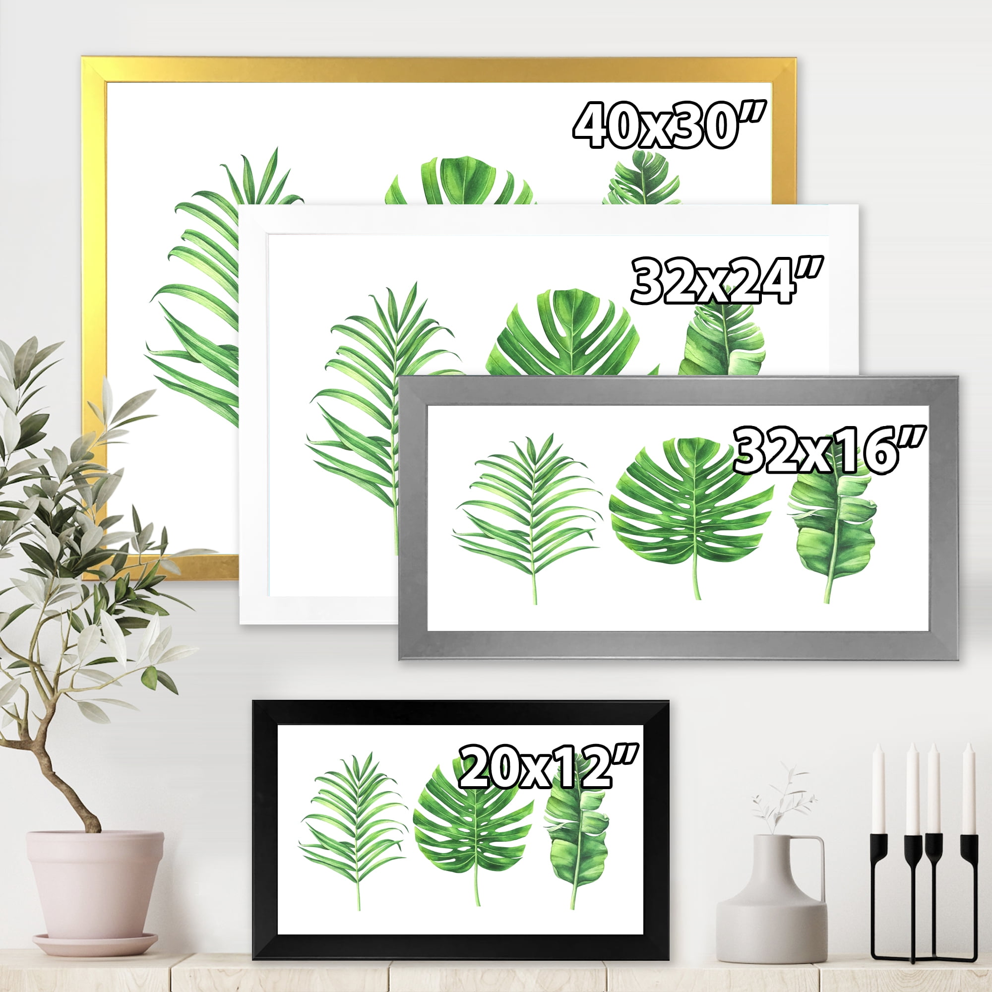 Designart 'Close Up Of Tropical Leaf Of Monstera IV' Farmhouse Framed Art Print
