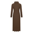 thumbnail image 5 of KIHOUT Robe Maxi Femme Couleur Unie Col Haut Manches Longues Patchwork Poches Grand Ourlet Longue Jupe, 5 of 5