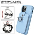 thumbnail image 3 of Compatible for iPhone 12 Pro / iPhone 12 6.1" Case Wallet with Accordion Card Holder, Rotation Finger Ring Holder Stand, Elegant PU Leather Protective Secure Button Shockproof Cover, Skyblue, 3 of 7