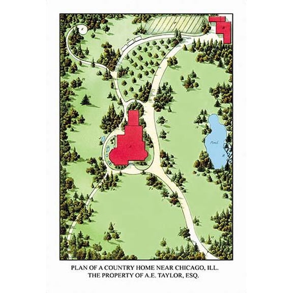 Plan of a Country Home Near Chicago, ILL.-Fine Art Canvas Print (20" x 30")