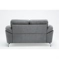 thumbnail image 4 of Nel 64 Inch Loveseat with Soft Gray Linen- Chrome Metal Legs- Solid Wood, 4 of 6