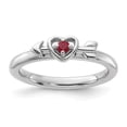 thumbnail image 4 of Auriga Fine Jewelry 925 Sterling Silver Created Ruby Heart with Arrow Ring Size 8for Women, 4 of 6