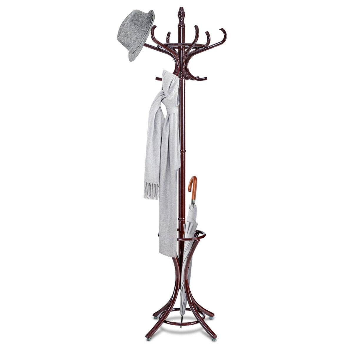 Coat Rack Hat Stand Tree Clothes Hanger Umbrella Holder 9 Hooks Metal 