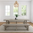 thumbnail image 2 of 94" Classic Solid Wood Dining Table Set with 2 Benches, Seashell Wirebrush, 2 of 7