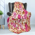 thumbnail image 4 of Rose Soft Flannel Fleece Throw Blanket, Vintage Warm Color Roses on Wood Background Well-Being and Love Theme Modern Print, Cozy Plush for Indoor and Outdoor Use, 50" x 60", Pink Orange, by Ambesonne, 4 of 5