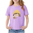 thumbnail image 3 of Piuwrlz 12/13 Girls Short T-Shirts Sleeve Teen Graphic Shirts Tops Crew Neck Pullover Purple Size 12-13 Years, 3 of 7