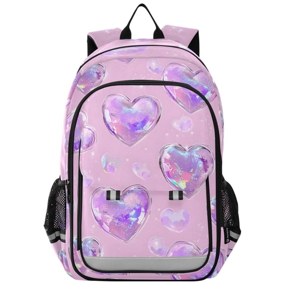 ALAZA Holographic Glitter Hearts Laptop Backpack Purse Travel Bag Casual School Bookbag Rucksack for Women Men