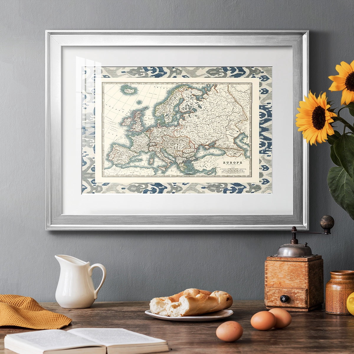 Bordered Map of Europe Premium Framed Print - Ready to Hang