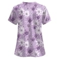 thumbnail image 5 of GEWSEY Scrubs for Women V Neck Short Sleeve Animal Print Nursing Uniform Top with Pockets - Stretch Medical Scrub Shirt (Purple, XXL), 5 of 5