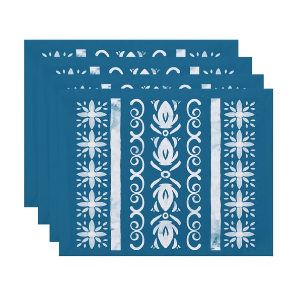 Simply Daisy, 18 x 14 inch, Cuban Tile 2, Geometric Print Placemat (Set of 4), Teal