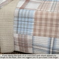 thumbnail image 6 of Cozy Line Home Fashions Hank Blue Grey Brown Plaid Grid Real Patchwork 100% Cotton Reversible Quilt Bedding Set, Queen 3 Piece, 6 of 7