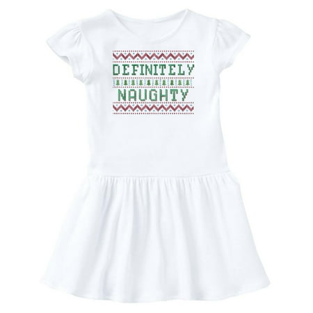 

Inktastic Ugly Sweaters Definitely Naughty Gift Toddler Girl Dress
