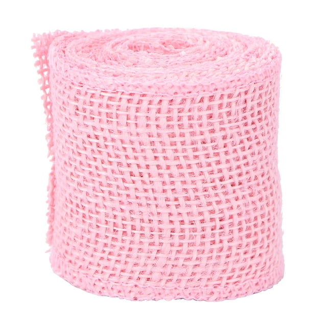 Rollo de cinta de arpillera de yute 2M para decoración navideña (rosa)