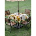 thumbnail image 4 of Outdoor Tablecloths with Umbrella Hole & Zipper, Sunflowers Dog 60x60 Inch Square Tablecloths, Spring Watercolor Floral Stars Wood Grain Waterproof Table Cloth, Patio/Pool/Picnic Table Covers, 4 of 8