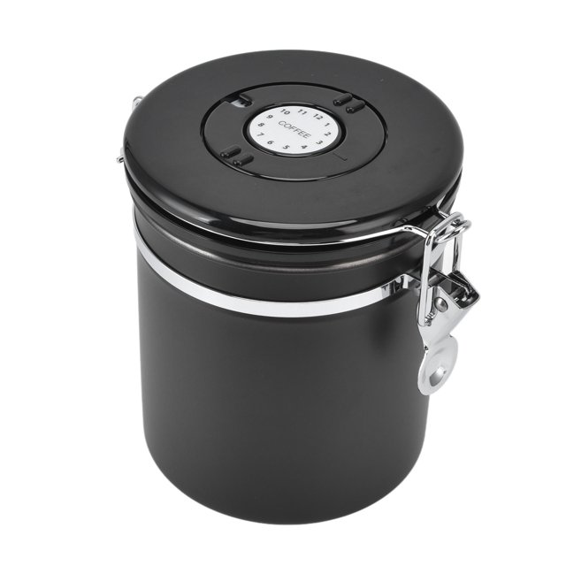 Stainless Steel Airtight Coffee Canister, CO2 Release Valve, Date , Mess Free, 1500ml Capacity,