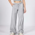 thumbnail image 2 of Bosanter Girls Wide Straight Leg Loose Jogger Sweatpants Girl's Elastic High Waist Wide Leg Pants Loose Long Trousers with Pockets, Light Gray 6-7Y, 2 of 5
