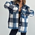 thumbnail image 2 of vdgthytj Womens Casual Plaid Jackets Shacket Button down Long Sleeves Lapel Casual Loose Wool Coat with Pocket, 2 of 6