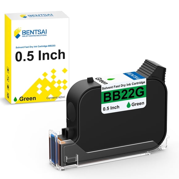 Cartucho de tinta BENTSAI BB22G verde de secado rápido de 0,5 pulgadas