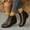 #067-Brown, variant on Roncen Women's Ankle Boots Fall Winter Casual Retro Round Toe Side Zipper Comfortable Wedge Heel Booties - Versatile Chic Slip-On Shoes for Daily Wear