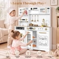 thumbnail image 2 of Wisairt Wooden Play Kitchen for Kids, Pretend Play Kitchen with Realistic Sounds & 23-Piece Accessory Set, White, Age 3+, 2 of 10