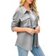 thumbnail image 5 of Camisas con botones para mujer blusa de solapa de punto de gofre de color sólido prendas de vestir Tops, 5 of 6