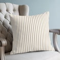 thumbnail image 4 of Pillow Covers 18x18 Set of 2, Thin Beige Striped Throw Pillow Covers Decorative Couch Cushion Cover, Farmhouse Modern Stripes Microfiber Soft Square Pillowcases for Bedroom Living Room Sofa, 4 of 9