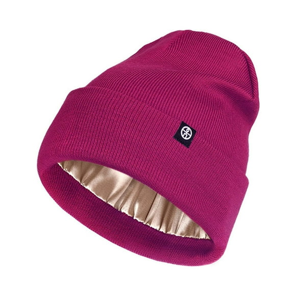 European And American Winter Knitted Warm Gloves Hats Scarves Three Piece Set With Thick Velvet And Hat P-318 Hot Pink