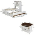 thumbnail image 3 of Hassch 2 Pieces Wooden Bedroom Set, Twin Size Captain Bed with Trundle, and 2-Drawers Nightstand, White + Walnut, 3 of 8