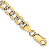 Primal Gold 14 Karat Yellow Gold 6.75mm Semi-Solid with Rhodium Pave Curb Chain Bracelet