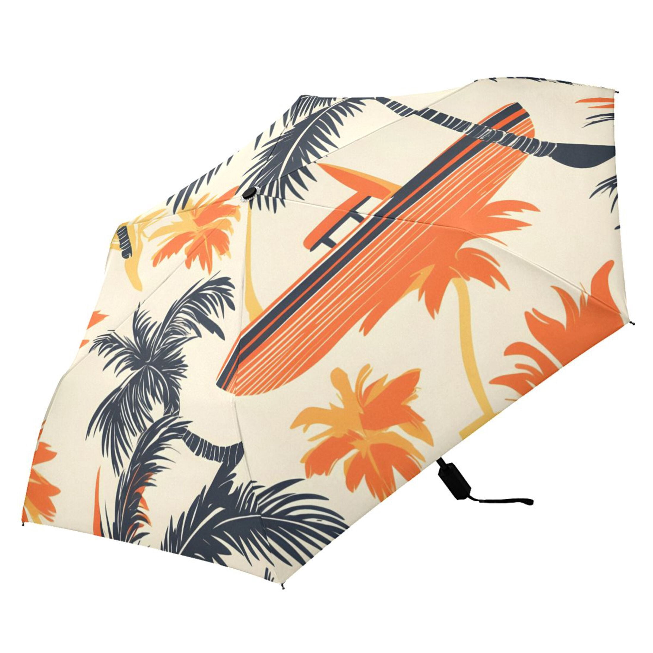ALAZA Tropical Tree Boats UPF 50+ Compact Folding Umbrella for Rain Travel Umbrella Packable