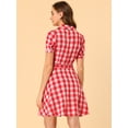 thumbnail image 4 of INSPIRE CHIC Mini Vestido Elegante Escocesa Y Botones Vintage A Cuadros de Fiesta Para Mujer Rojo XL, 4 of 6