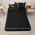 thumbnail image 4 of Manfei Vintage Planets Zipper Twin Comforter Sets with Fitted Sheet and 2 Pillowcases,Celestial Math Notes Print Zipper Bedding Set,Black Brown,Black Reversible,4pcs, 4 of 8