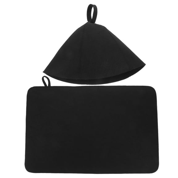 FONDOTIN Black Felt Sauna Hat with Comfortable Cushion, Ideal for Home Use 1Set