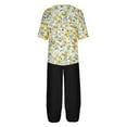 thumbnail image 5 of Nrmvnmi Women's Summer 2 Piece Outfits Casual Floral Prints Short Sleeve Pajama Tops Wide Leg Pants Lounge Sets Tracksuits Mothers Day Gifts, 5 of 5