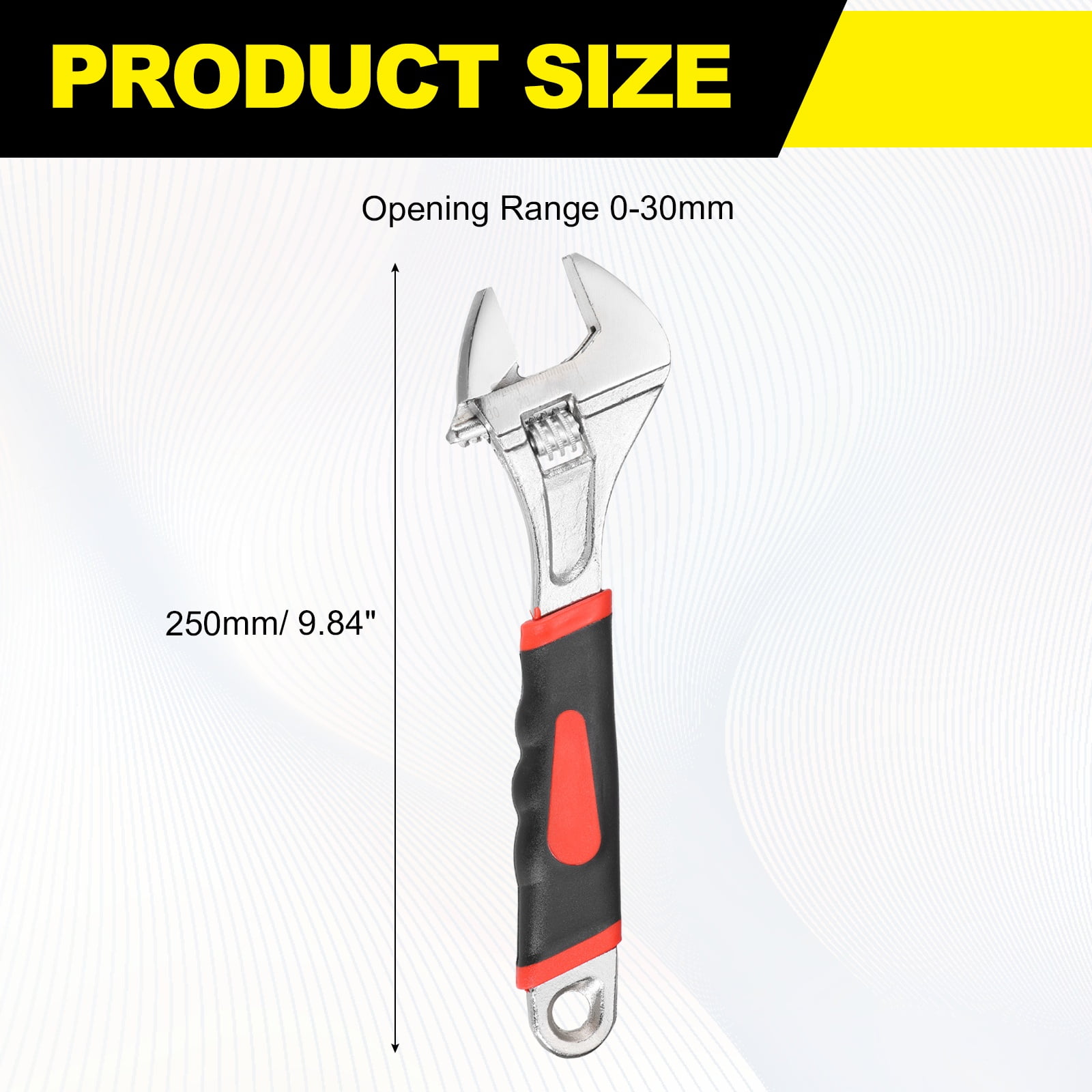 Uxcell Adjustable Wrench 10" High Carbon Steel Industrial Wide Jaw Wrench Adjustable Repairs Spanner Tool with Graduated Scale for Home Garage Workshop Plumbing, Red-Black