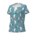 thumbnail image 2 of Goofa Rabbit And Balloon Pattern Womens Deep V Neck Low Cut Tops Casual Summer Short Sleeve Ribbed Knit T-Shirts-Small, 2 of 5